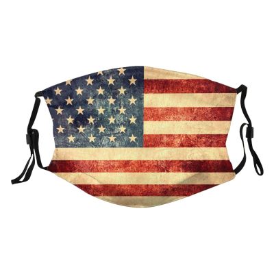Reusable Cloth Face Mask,Vintage Distressed American Usa Flag Adult Washable Face Cover With Adjustable Earloops Nose Wire