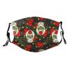 Reusable Cloth Face Mask,Sugar Skull With Flower Adult Washable Face Cover With Adjustable Earloops Nose Wire view 1