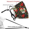 Reusable Cloth Face Mask,Sugar Skull With Flower Adult Washable Face Cover With Adjustable Earloops Nose Wire view 3
