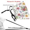 Reusable Cloth Face Mask,Watercolor Blooming Flowers And Cute Butterfly Adult Washable Face Cover With Adjustable Earloops Nose Wire view 3