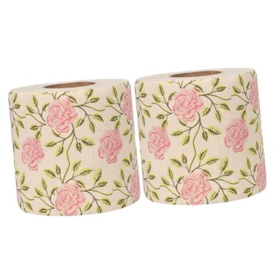 Ipetboom 2 Rolls Floral Toilet Paper Rose Flower Print Toilet Tissues Decorative Bathroom Tissue Hand Towel Napkins for Wedding Birthday Christmas Party Favors