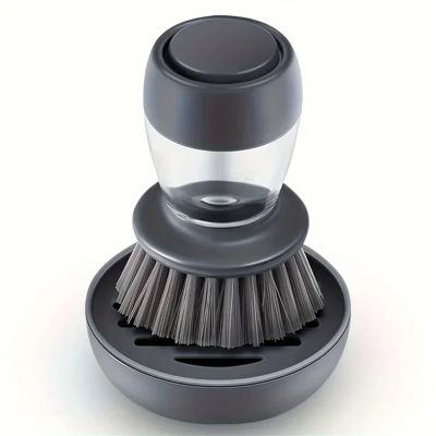 1pc Automatic Liquid Adding And Pot Washing Brush, Vertical Press Lazy Person Brush, Kitchen Brush, Household Cleaning Brush