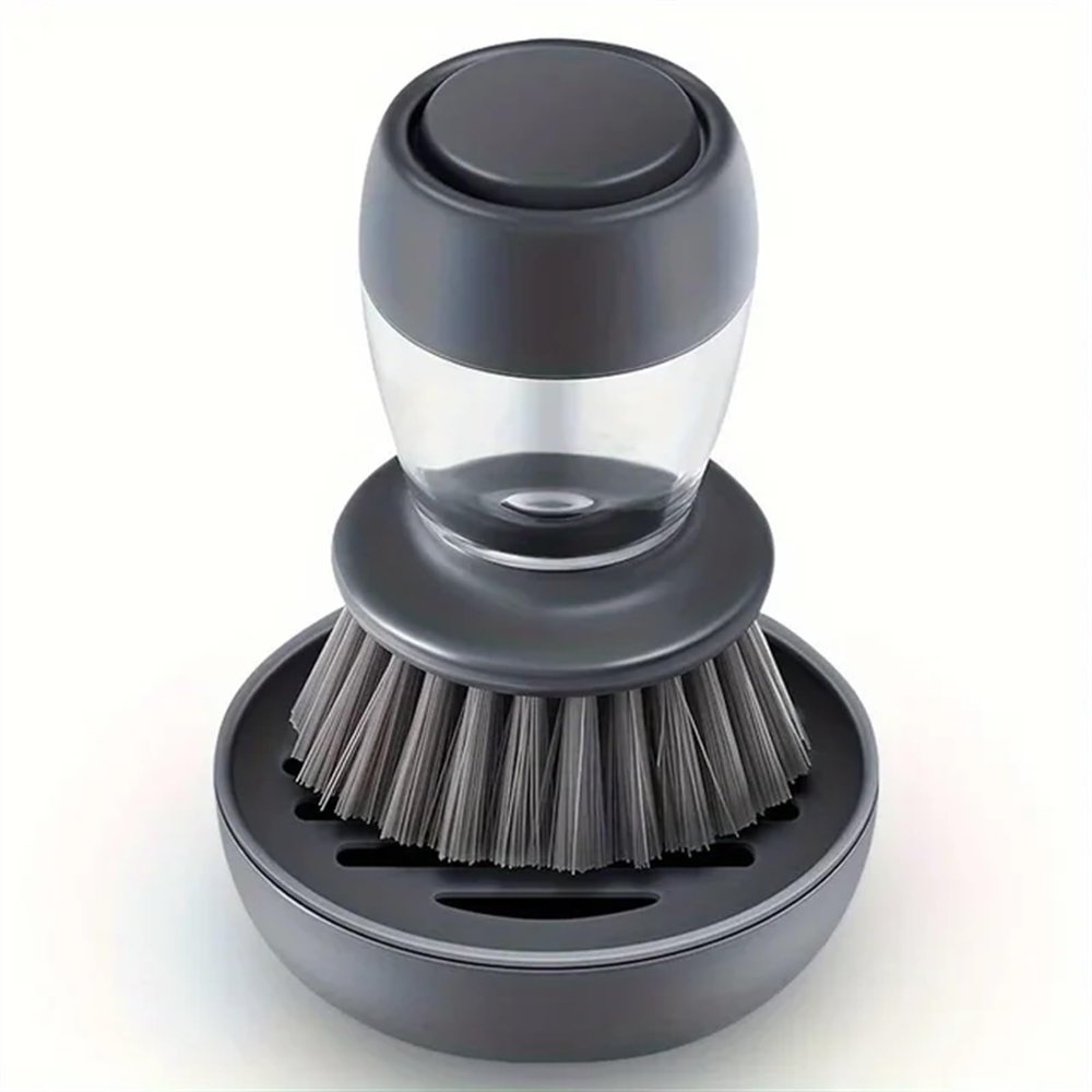 1pc Automatic Liquid Adding And Pot Washing Brush, Vertical Press Lazy Person Brush, Kitchen Brush, Household Cleaning Brush