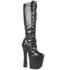 PSMTNNBB High Heels 20CM Thick Bottom Thick Heeled Boots Pole Dancing Shoes-Matte-Black||40 view 1