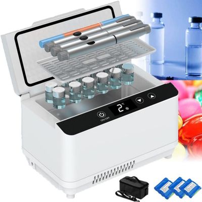 TRTDYFKH USB Mini Refrigerator Portable Insulin Bag Travel Keep Chilled Meds Medical Insulin Double Layer Large Capacity Fridge Cooler Insulin Cooler Case(3*battery)