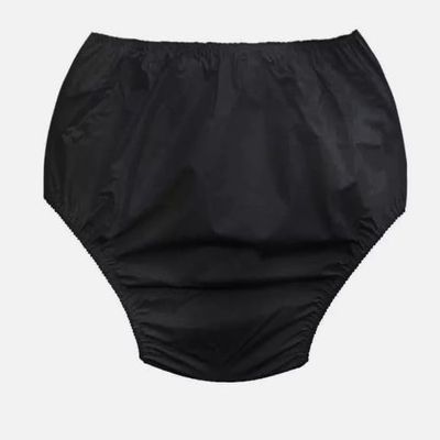 Ladies Men's Nylon Waterproof Incontinence Briefs Pants Knickers White or Black (Black, S)