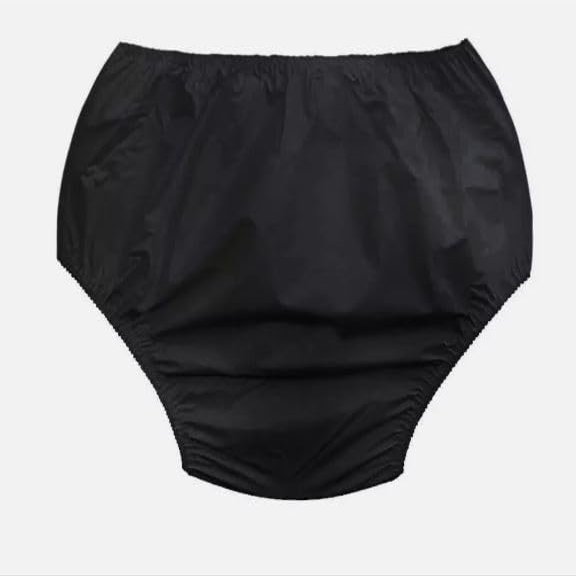 Ladies Men's Nylon Waterproof Incontinence Briefs Pants Knickers White or Black (Black, S)