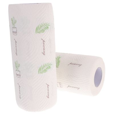 KOMBIUDA Kitchen Paper Towels Cleaning Wipes 2 Rolls 55 Sheets Wood Pulp Easy to Tear for Kitchen Cleaning and Countertop Maintenance
