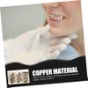 HAPINARY Halloween Teeth Veneers Fashionable Fake Dentures Comfortable Copper Mouth Grills view 4