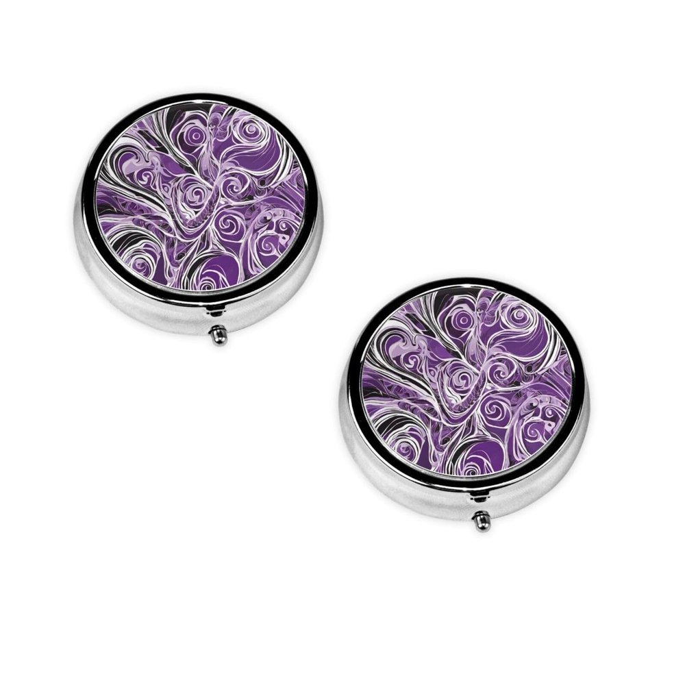 The Sea Witch Inspired Printed Mini Round Pill Box,Pill Box 3 Compartment Medicine Pill Case, Pill Organizer Travel Pillbox, Portable Pill Box for Pocket, Home, Office Use