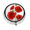 Poppy Flowers Printed Mini Round Pill Box,Pill Box 3 Compartment Medicine Pill Case, Pill Organizer Travel Pillbox, Portable Pill Box for Pocket, Home, Office Use view 2