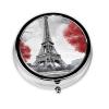 Paris Printed Mini Round Pill Box,Pill Box 3 Compartment Medicine Pill Case, Pill Organizer Travel Pillbox, Portable Pill Box for Pocket, Home, Office Use view 2