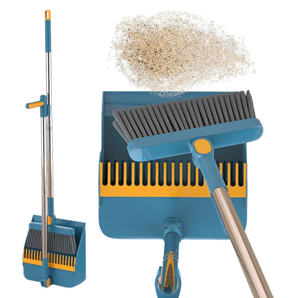 Broom and Dustpan Set, Stand Up Broom and Dustpan, Folding Dustpan and Broom, Household Dustpan and Broom Set, Broom and Dustpan for Home, Kitchen Broom and Dustpan for Cleaning