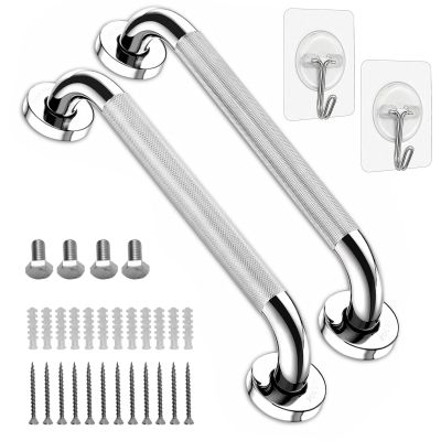 2 Pack Anti Slip Grab Bar Rail, Stainless Steel Grab Rails for Bathroom, Elderly Children and Disabled Shower Handle for Kitchen Bedroom Shower Toilet Stairs,12 Inch