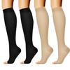2 Pairs Compression Socks for Women and Men, Open Toe Graduated Stockings Support Non-Slip Breathable Pressure Socks for Sports, Flying, Shin Splints, Travel, Running (L-XL) view 1