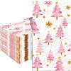 100 Pack Christmas Paper Napkins Pink Xmas Tree Printed Disposable Guest Napkins Decorative Hand Towel for Home Kitchen Bathroom Winter Christmas Holidays Party Tableware Supplies view 1