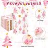 100 Pack Christmas Paper Napkins Pink Xmas Tree Printed Disposable Guest Napkins Decorative Hand Towel for Home Kitchen Bathroom Winter Christmas Holidays Party Tableware Supplies view 3