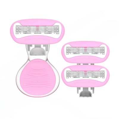 2024 New Women's Short Handle Razor with Five Blades, Can Remove Excess Body Hair From Arms, Legs, Underarms, Private Areas, Etc. Reusable, With Replaceable Razor Heads (B)