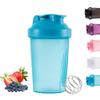 Basuit Protein Shaker Bottle, Shaker with Stainless Steel Mixing Ball, BPA- and DEHP-free, Dishwasher Safe, Leakproof Flip On Lid, Black, 400 ml(Blue) view 1