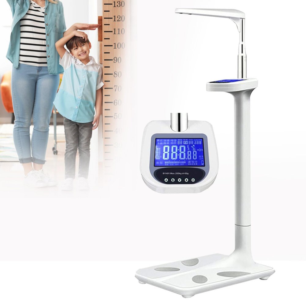 Body Weight Scale - Digital Weighing Machine for Muscle Composition & Height Measurement - Step-On Physician Scales for Gym