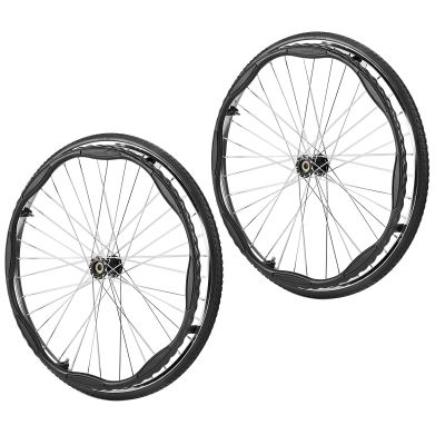 1 Pair of 24inch Wheelchair Wheels, Wheelchair Rear Wheel Assembly, 1/2" Aluminum Solid Tires for Manual Wheelchairs