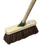 10 Broom Indoor with Wooden Handle Natural Coco Bristles Sweeping Brush with Durable Support Bracket Cleaning Any Surface Wooden Decking and Paving Slabs Floor (1, [Stiff Natural Bassine Bristles]) view 1