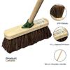 10 Broom Indoor with Wooden Handle Natural Coco Bristles Sweeping Brush with Durable Support Bracket Cleaning Any Surface Wooden Decking and Paving Slabs Floor (1, [Stiff Natural Bassine Bristles]) view 2