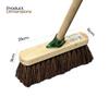 10 Broom Indoor with Wooden Handle Natural Coco Bristles Sweeping Brush with Durable Support Bracket Cleaning Any Surface Wooden Decking and Paving Slabs Floor (1, [Stiff Natural Bassine Bristles]) view 3