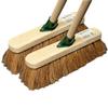 10 Broom Indoor with Wooden Handle Natural Coco Bristles Sweeping Brush with Durable Support Bracket Cleaning Any Surface Wooden Decking and Paving Slabs Floor (2, [Soft Coco Bristles]) view 1