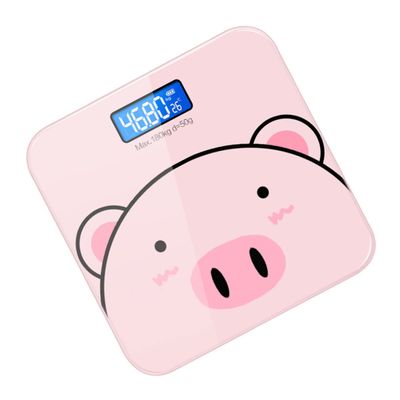 Anneome Cartoon Electronic Body Weight Scale USB Rechargeable Digital Multi-function Body Weight Scale for Home Use Precise Measurement Cute Pink Pig Design