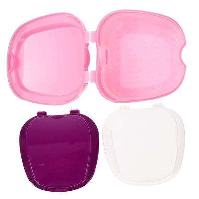 Healvian 3pcs Storage Box False Tooth Holder Case for Retainer Cleaning Orthodontic Box Random Color