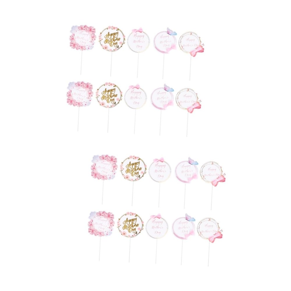 ORFOFE 20pcs Unique Mother's Day Pastry Decor Cake Ornament Delicate Cake Topper for Celebration