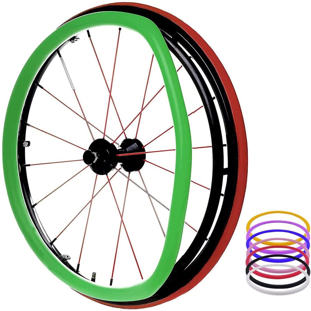 LJPZYOY Wheelchair Push Rim Covers, 24-Inch Rear Wheel Sports Wheelchair Cover, Silicone Hand Push Cover, Wear-Resistant, Improve Grip And Traction,Green