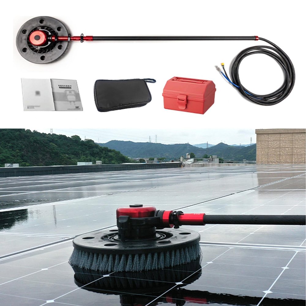 2024 New Solar Photovoltaic Panel Cleaning Tool, 5 Sizes of Carbon Fiber Telescopic Rod, Outdoor Solar Panel Cleaning Kit, Brushless Motor, 35cm Single Head Rotating Cleaning Brush,2.4M