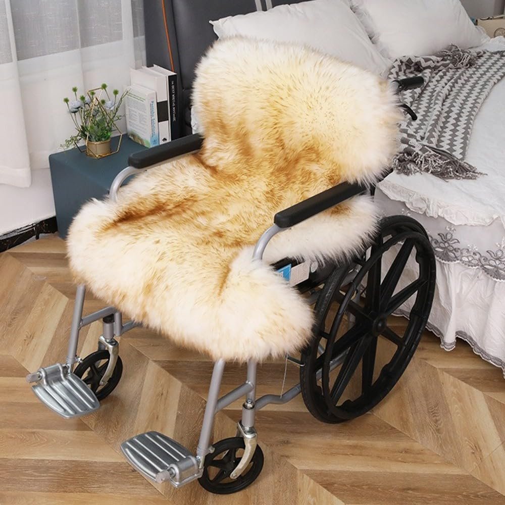 BFFDBFG Winter Warm Wheelchair Seat Cover, Chair Seat Pads Cushion, Comfy Lumbar Back Support, Super Soft Wool for Electric/Manual Wheelchair, Chair, Sofa Or Car
