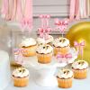 24 Pack Pink Bow Cupcake Toppers Bowknot Pink Cupcake Picks Bridal Baby Shower Cake Dessert Picks Decoration Baby Girl Women Birthday Wedding Party Supplies pink view 2