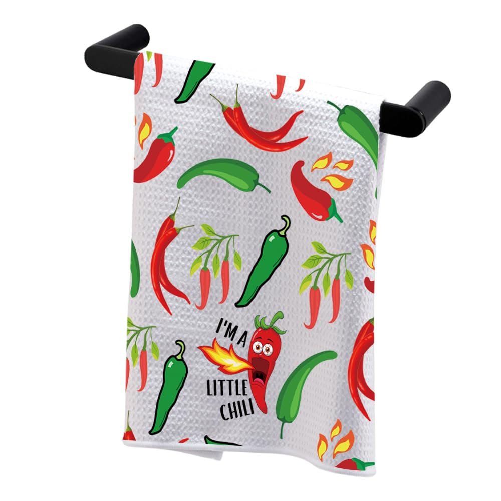 BDPWSS Hot Spicy Gift Hot Sauce Lover Gift I'm A Little Chili Kitchen Towel Chili Pepper Themed Gift Chili Enthusiasts Gift (Little Chili TW)