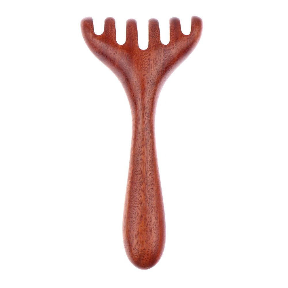 1PC Natural Golden Sandalwood Five-Claw Scalp Massager Gua Sha Tool Back Scratcher Spa Handheld Meridian Massage Comb Hair Care