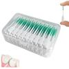200 Pieces Interdental Brushes Green, Tooth Picks Floss Sticks, Floss Brushes, Dental Tools for Braces Oral Cleaning, Braces Cleaning Kit view 1