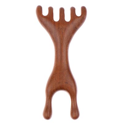 1PC Natural Golden Sandalwood Five-Claw Scalp Massager Gua Sha Tool Back Scratcher Spa Handheld Meridian Massage Comb Hair Care