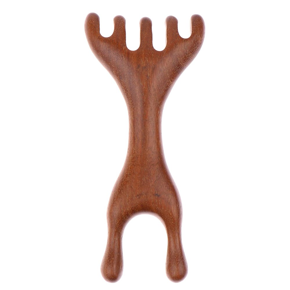 1PC Natural Golden Sandalwood Five-Claw Scalp Massager Gua Sha Tool Back Scratcher Spa Handheld Meridian Massage Comb Hair Care