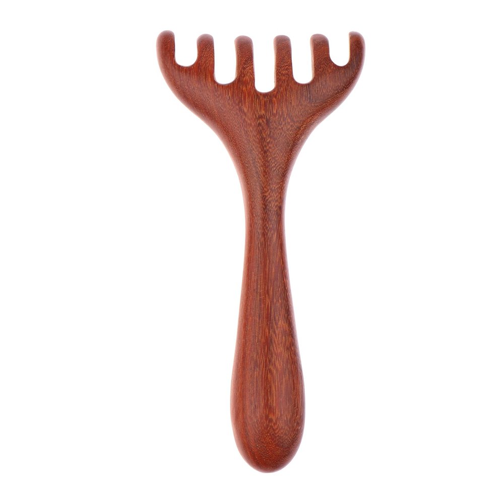 1PC Natural Golden Sandalwood Five-Claw Scalp Massager Gua Sha Tool Back Scratcher Spa Handheld Meridian Massage Comb Hair Care