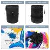 Drawstring Travel Cosmetic Bags Barrel Makeup Bag, Watercolor Colorful Dolphin Large Toiletry Organizer Waterproof for Women view 3