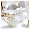 XAoSCd Classic Pure White Ceramic Creamer with Handle Milk Coffee Pitcher Golden Edge Decoration 300ml view 2