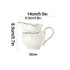XAoSCd Classic Pure White Ceramic Creamer with Handle Milk Coffee Pitcher Golden Edge Decoration 300ml view 4