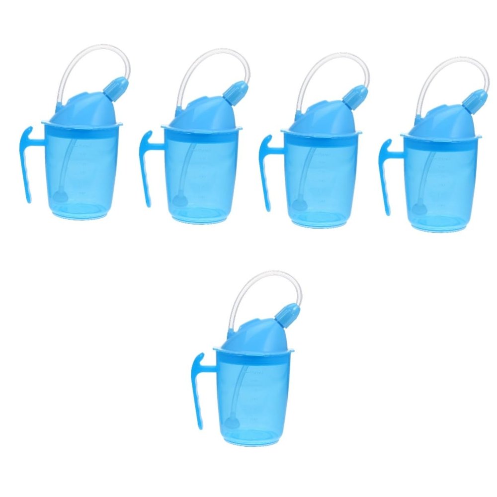 Healvian 5pcs Spill Cups for Adults Elderly Non Spill Drinking Mug Bedridden Patient Cup Straw Lightweight Convalescent Feeding Liquid Diet