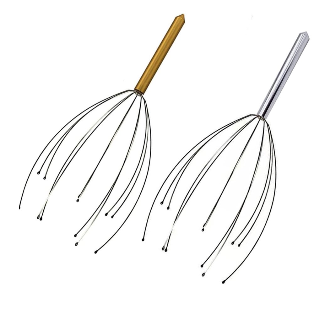 2 Pack Scalp Massager, Head Massager Scratcher Tingler with 12 Fingers, Hair Scalp Scratcher for Deep Relaxation and Stress Relief (Golden & Silver)