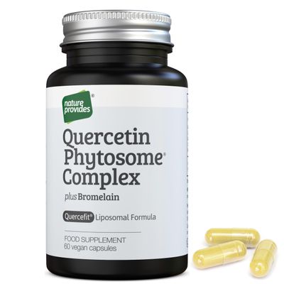 Quercetin Phytosome (Quercefit) Complex with Bromelain - 60 Vegan Caps, Liposomal, Highly Absorbable and Effective for Allergy & Immune Support, 100% Pure, NO Fillers, Non-GMO, UK Made
