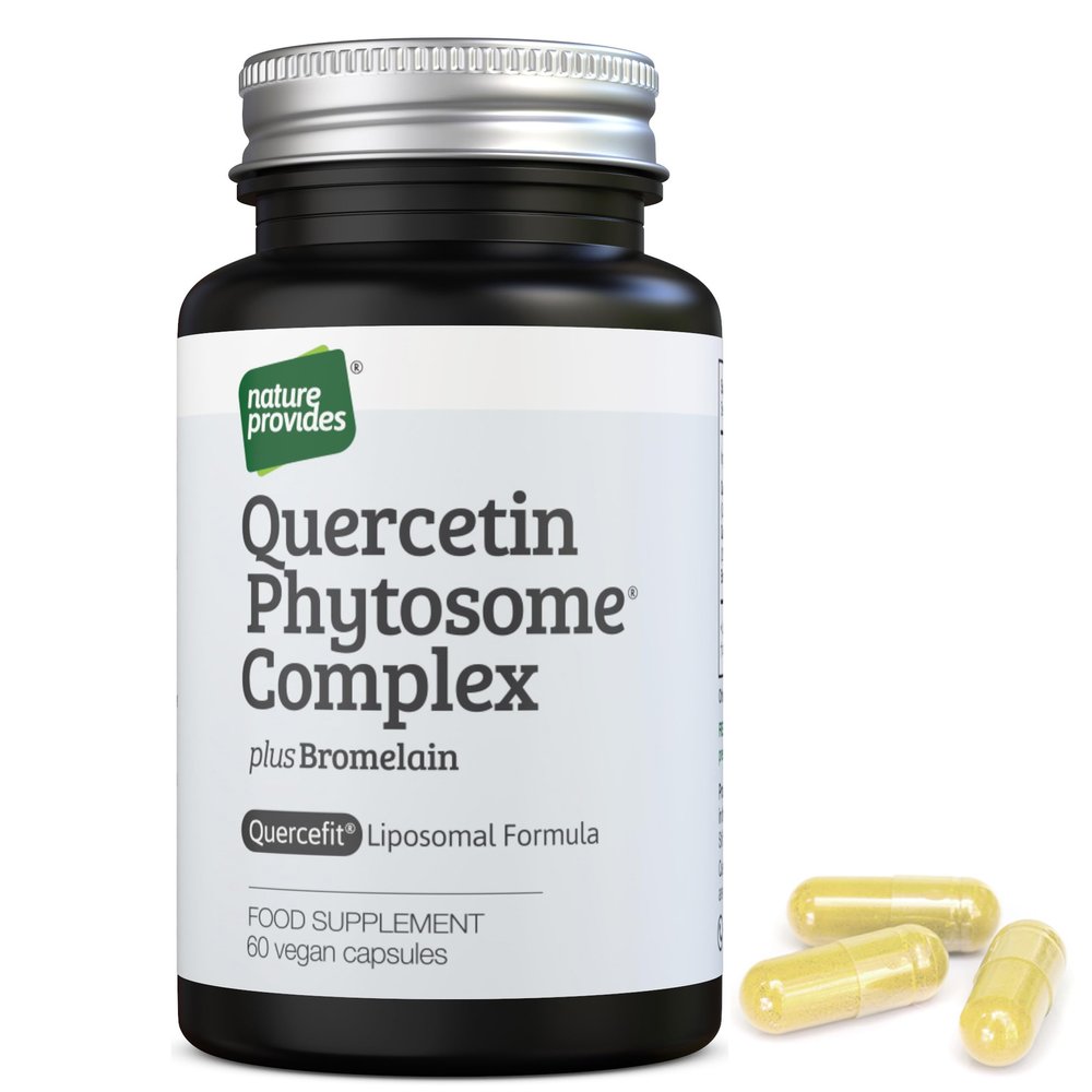 Quercetin Phytosome (Quercefit) Complex with Bromelain - 60 Vegan Caps, Liposomal, Highly Absorbable and Effective for Allergy & Immune Support, 100% Pure, NO Fillers, Non-GMO, UK Made
