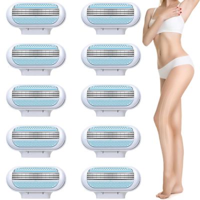 10 Pcs Gillette Venus Compatible Razor Blades for Women, 3 Layer Blade & Pivoting Head Design, Effortless Sliding Refills, Easy to Replace (Blue)